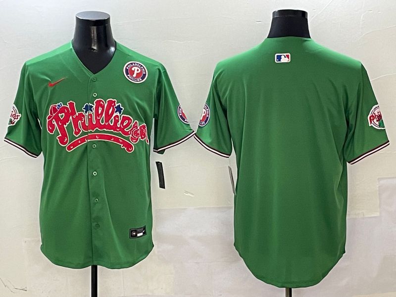 Men Philadelphia Phillies Blank Green Four generations joint name 2025 Nike MLB Jersey style 2